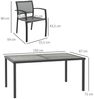 Outsunny Garten-Essgruppe mit 1 Esstisch, 6 stapelbaren Stühlen, (Gartengarnitur, 7-tlg, Gartenmöbel-Set), für Terrasse, Mesh, Dunkelgrau Bild 3