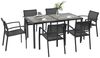 Outsunny Garten-Essgruppe mit 1 Esstisch, 6 stapelbaren Stühlen, (Gartengarnitur, 7-tlg, Gartenmöbel-Set), für Terrasse, Mesh, Dunkelgrau Bild 2