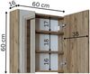 Roomart MELONA-S2-65 Badmöbel - nur Spiegelschrank - H 55 x B 17 x T 60 cm • Weiß-Eiche Bild 5