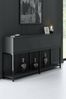 Dmora Kommode Basilia, Wohnzimmerbuffet, Wohnzimmer-Sideboard, Moderne Küchen-Speisekammer, 150x30h80 cm, Anthrazit und Schwarz Bild 2