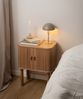 Nachtkommode >Langley< mit Lamellenfront in Eiche furniert, MDF - 45x60x30cm (BxHxT) Bild 2