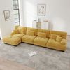 4-Sitzer Wohnlandschaft H 81 x T 406 x B 145 cm aus Chenille, modular erweiterbar, gelb Bild 3