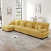 4-Sitzer Wohnlandschaft H 81 x T 406 x B 145 cm aus Chenille, modular erweiterbar, gelb Bild 2
