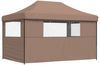 vidaXL Pop-Up Partyzelt, faltbar, Stahl / PE, Braun, mit 3 Seitenteilen, 315 x 440 x 292 cm Bild 5