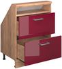 Dachschrägenschrank Rion Rot Hochglanz/Goldkraft Eiche mit 2 Schubladen Vicco Bild 4