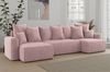 MEBLINI Schlafcouch mit Bettkasten - 312 x 142 x 73 cm - Altrosa Cordstoff - DAVE - Ecksofa mit Schlaffunktion - Sofa mit Relaxfunktion und Kopfstützen - Couch U-Form - Eckcouch - Wohnlandschaft Bild 2
