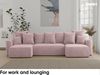 MEBLINI Schlafcouch mit Bettkasten - 312 x 142 x 73 cm - Altrosa Cordstoff - DAVE - Ecksofa mit Schlaffunktion - Sofa mit Relaxfunktion und Kopfstützen - Couch U-Form - Eckcouch - Wohnlandschaft Bild 3