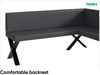 MEBLINI Eckbank für Esszimmer mit ausziehbarem Tisch - Küchenbank - Essecke - Sitzecke Küche - PETER - X-Beine 128x168x87cm Rechts - Grau Kunstleder/M Weiß Hochgl. Bild 5
