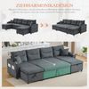 LVHOM Ecksofa mit Schlaffunktion L-Form, Schlafsofa mit Bettkasten, Loungesofa mit USB-C-Anschluss, Seitentaschen und Becherhaltern, Polstersofa aus Linen, Bettsofa ausziehbar 4 Sitzer Bild 3