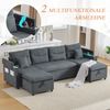 LVHOM Ecksofa mit Schlaffunktion L-Form, Schlafsofa mit Bettkasten, Loungesofa mit USB-C-Anschluss, Seitentaschen und Becherhaltern, Polstersofa aus Linen, Bettsofa ausziehbar 4 Sitzer Bild 5
