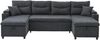 LVHOM Ecksofa mit Schlaffunktion L-Form, Schlafsofa mit Bettkasten, Loungesofa mit USB-C-Anschluss, Seitentaschen und Becherhaltern, Polstersofa aus Linen, Bettsofa ausziehbar 4 Sitzer Bild 2