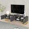 TV-Schrank Grau mit Goldakzenten, moderner Lowboard mit 4 Türen, viel Stauraum, Metallbeinen, gedämpften Scharnieren Bild 5
