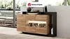 Vente-unique 'IDESIA' Sideboard mit 3 Türen, 3 Ablagen & LED-Beleuchtung, Holzspanplatte anthrazit / naturfarben, 155 x 44 x 93,5 cm Bild 2
