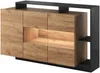 Vente-unique 'IDESIA' Sideboard mit 3 Türen, 3 Ablagen & LED-Beleuchtung, Holzspanplatte anthrazit / naturfarben, 155 x 44 x 93,5 cm Bild 3