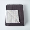 Plaid Gesteppte Tagesdecke aus 100% Baumwolle, schwarz/grau, 200 x 200 cm, Homescapes Bild 4