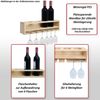 Weinregal HWC-P21, Glas-/Flaschenhalter Wandbar Regal für 4 Flaschen/6 Gläser Holz FSC®-zertifiziert 12x48x12cm ~ braun Bild 2