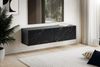 FINEBUY Lowboard FB58626 (Marmor-Optik Schwarz 120x30x30 cm mit zwei Türen), TV-Kommode Hoch, TV-Schrank Modern, Fernsehtisch Bild 2