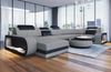 Stoff Wohnlandschaft Berlin U-Form - Mikrofaserstoff - Hellgrau-Schwarz - Links Bild 2