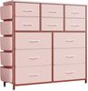 GarveeMore Kommode mit 12 Schubladen,5 Seitentaschen und 2 Haken,stabiler Metallrahmen, 6 mittlere Schubladen und 6 große Schubladen,100x99x30cm Bild 5