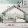 Kindereinzelbett 90×200 cm aus Kiefernholz mit Rausfallschutz, grau Bild 2