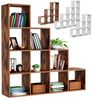 MIADOMODO® Treppenregal - Braun, 10 Fächer, 129,5x29x129,5 cm, für Wohnzimmer, Stabil, Offen, Freistehend, Indoor, aus MDF-Platte - Stufenregal, Raumteiler Regal, Bücherregal, Standregal Bild 2