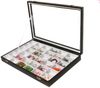 Yudu Schmuckkasten Schmucktablett Schmucklade mit Glasdeckel weiss /schwarz Bild 4