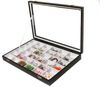 Yudu Schmuckkasten Schmucktablett Schmucklade mit Glasdeckel weiss /schwarz Bild 3