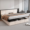 Polsterbett mit höhenverstellbarem Kopfteil,205.5*165*90-95 cm, Beige Stauraumbett Bild 2