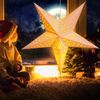 Casaria LED Weihnachtsstern Creme 5 Spitzen Sternmuster Beleuchtet 60 cm Papierstern Weihnachten Weihnachtsdeko Leuchtstern Dekostern Adventsstern Bild 5