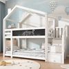 Merax 90x200 cm Kinderbett Baumhaus mit Schornstein & Speicherung und Rausfallschutz, Hochbett - Weiß(ohne Matratze) Bild 3