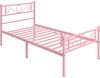 Yaheetech Metallbett mit Kopf- und Fußteil & Lattenrost, Hellrosa, 90x190 cm Bild 4