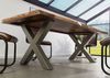 Baumtisch Sheesham 200x100x77 natur sandgestrahlt / X-Beine silber matt FREEFORM 5 Bild 3
