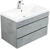 Badmöbel Via 80 SoftClose beton mit grifflosen Schubladen : Beton Bild 3