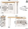 Bartisch 135-203x39x92,8 cm, MDF, drehbar mit LED & 4 Schubladen,Weiß+ natürlich Bild 4