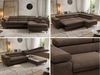MKS Möbel 'Pablo L-Form' Ecksofa mit Schlaffunktion, verstellbare Kopfstützen, Braun, Samt, T25 Topper, Rechts Bild 2