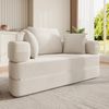 Flieks Modulares 2-in-1 Bodensofa & Bett – rundes Lounge, Multifunktionales Boneless Klappsofabett mit 3 Kissen, Cord, Beige Bild 4