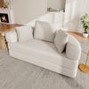 Flieks Modulares 2-in-1 Bodensofa & Bett – rundes Lounge, Multifunktionales Boneless Klappsofabett mit 3 Kissen, Cord, Beige Bild 2