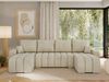 U-förmiges Ecksofa mit Schlaffunktion und Bettkasten, Couch U-form - KIRASSO U - Beige Velours Bild 3