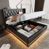 Polsterbett 140x200 cm aus PU mit Stauraum, 3-seitiger LED-Beleuchtung und USB-/Type-C-Anschlüssen Bild 2