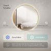 EMKE LED Badspiegel ф60cm Gebürstetem Goldrahmen, Beschlagfrei, Uhr, Temperatur, Dimmbar, Memory-Funktion Neutrales Licht Wandspiegel Bild 4