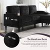 LVHOM Loungesofa mit Hocker & Stauraum, 4-Sitzer, Armlehnen, Getränkehalter, Seitentaschen, weiche Chenille-Stoff, modulare Sofa, Schwarz Bild 5