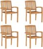 vidaXL Stapelbare Gartenstühle mit Kissen 4 Stk. Massivholz Teak 3073210 Bild 2