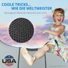 KINETIC SPORTS Trampolin Outdoor SALTO - Kindertrampolin Gartentrampolin Set mit Leiter, Netz, Randpolster, USA Sprungtuch, bis zu 160kg, Pink, Ø 250 cm Bild 5