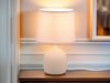LED Tischleuchte Keramikfuß & Stoffschirm Beige, Höhe 26cm Bild 5