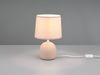 LED Tischleuchte Keramikfuß & Stoffschirm Beige, Höhe 26cm Bild 4