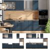 Küchenzeile Fame-Line Dunkelblau Hochglanz/Goldkraft Eiche 300 cm mit Hochschrank, ohne Arbeitsplatte Vicco Bild 2