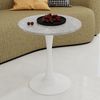 Couchtisch H 72 x T 70 x B 70 cm, rund, in Weiß/Grau mit Tischplatte aus Kunstmarmor, modernes minimalistisches Design Bild 2