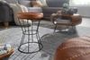 Sitzhocker Echtleder / Metall 35 x 48 x 35 cm Design Hocker Rund, Dekohocker mit Leder-Bezug, Moderner Lederhocker Braun Gepolstert Bild 3