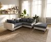 Ecksofa Clovis Weiss Schwarz Hocker Armlehne Ottomane Rechts modular Bild 1