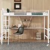 Hochbett mit Rausfallschutz, Regal, Leiter, Schreibtisch und Lattenrost, 90x200 cm, Metallbett, Kinderbett Bild 2